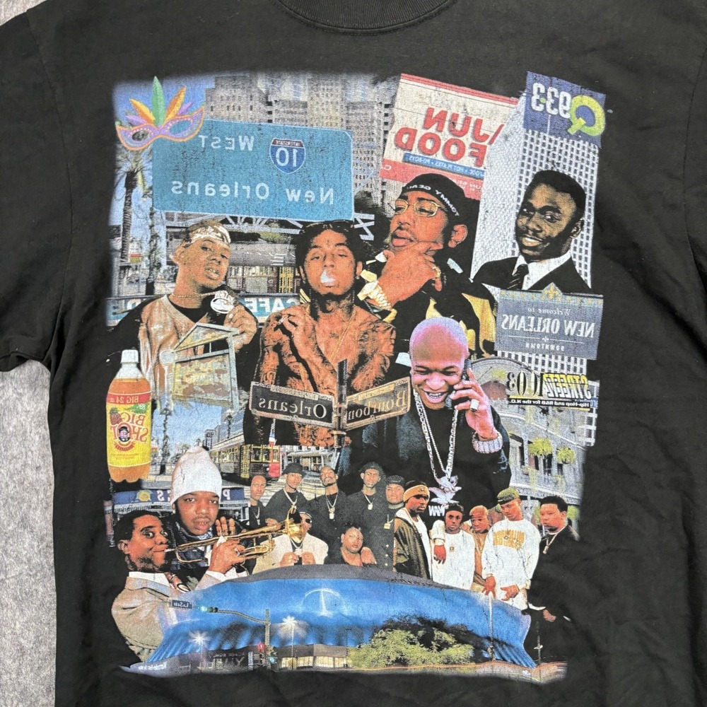 New Orleans Rap T-Shirt Men's Large Shaka Wear Lil Wayne Jazz Nola Cash Money - Picture 4 of 10